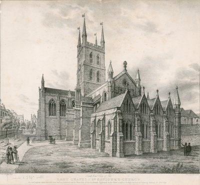 Südostansicht der Lady Chapel, St. Saviours Kirche, Southwark von English School