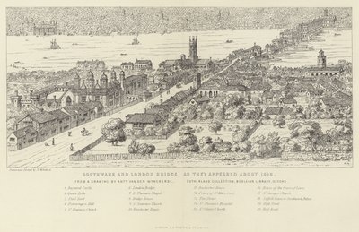 Southwark und London Bridge um 1546 von English School