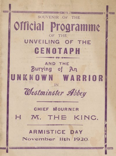 Souvenirprogramm zur Enthüllung des Kenotaphs von English School