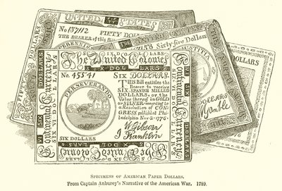 Beispiele amerikanischer Papierdollars von English School
