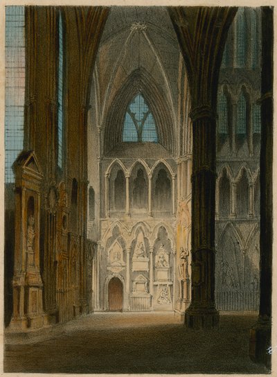 Spooners Proteanische Ansichten: Poets Corner, Westminster Abbey, London, Wechsel zu den Schatten von Shakespeare, Scott und Byron von English School