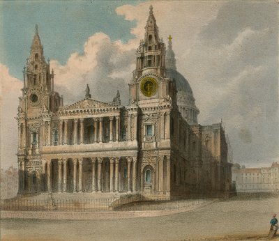 Spooners Proteanische Ansichten: St Pauls Kathedrale, zeigt die Stände der Stadtgesellschaften und das Christ Hospital beim Besuch der Königin in der Guildhall von English School
