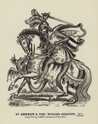 St. Andreas und die geflügelte Schlange (Stich) von English School