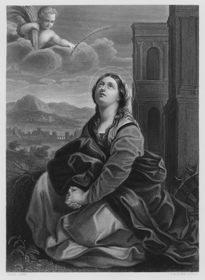 St. Katharina, aus dem Bild in der königlichen Sammlung (Gravur) von English School