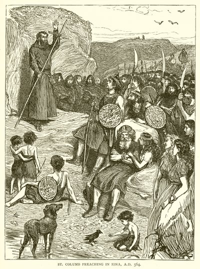 St. Columb predigt in Iona, 564 n. Chr. von English School