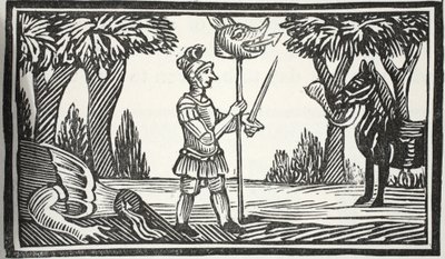 St. Georg mit dem Drachenkopf, Illustration aus Chap-books des achtzehnten Jahrhunderts von John Ashton, veröffentlicht 1882 von English School