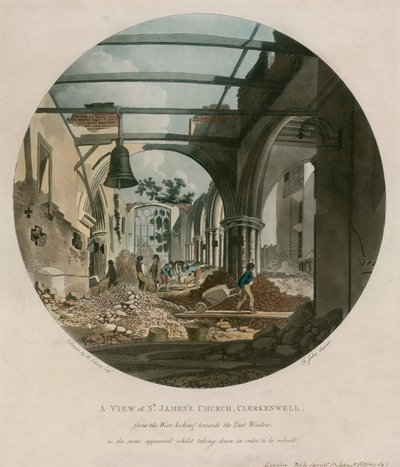 St. James Kirche, Clerkenwell, während des Abrisses von English School
