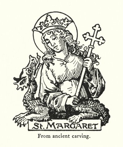 St. Margarete, aus alter Schnitzerei (Gravur) von English School