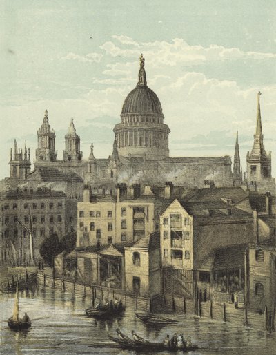 St. Pauls Kathedrale, Ansicht der Südfront von der Southwark Brücke von English School