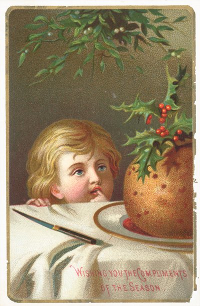 Pflaumenpudding anstarren, Weihnachtskarte von English School