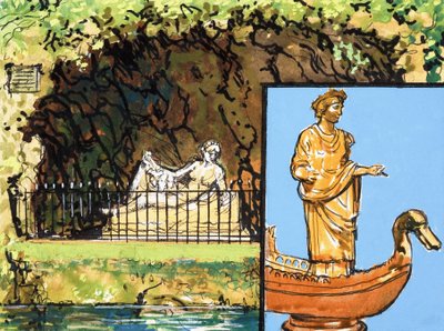 Statue an einem Fluss von English School