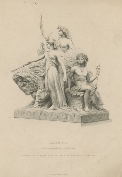 Statue, die Amerika darstellt, die das Albert Memorial schmückt von English School