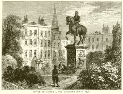Statue von George I. und Hogarths Haus von English School
