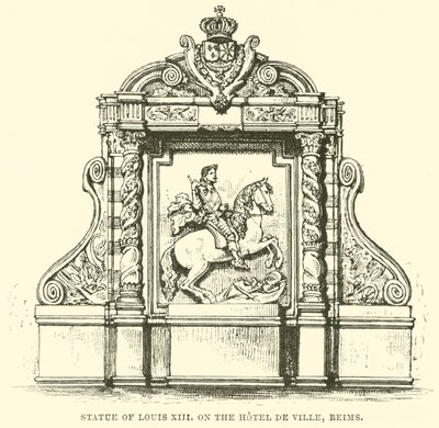 Statue von Ludwig XIII, am Hotel de Ville, Reims (Stich) von English School