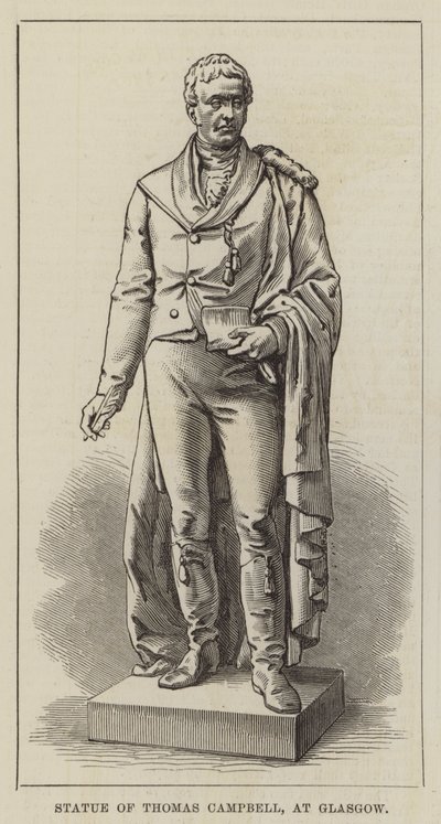 Statue von Thomas Campbell in Glasgow (Gravur) von English School