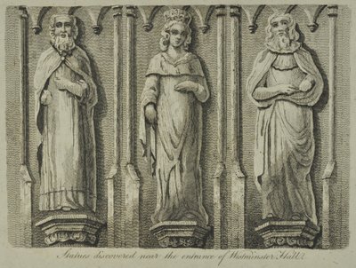 Statuen, entdeckt nahe dem Eingang zur Westminster Hall, 1807 von English School