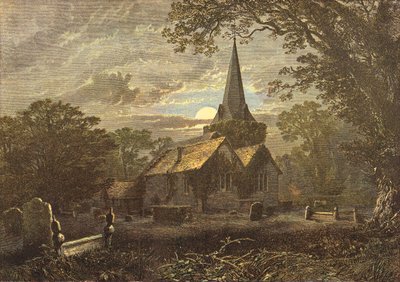Stoke Poges Kirchhof, Szene aus Grays Elegie von English School