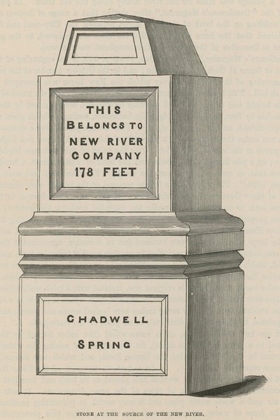 Stein an der Quelle des New River, Chadwell Spring von English School