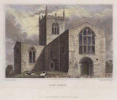 Stow Church, Lincolnshire (farbiger Stich) von English School