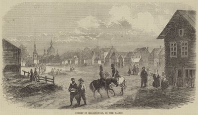 Straße in Helsingfors, an der Ostsee (Stich) von English School