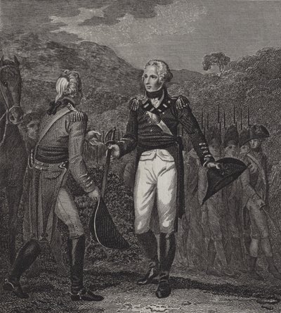 Kapitulierung der Armee von General Burgoyne in Saratoga, 1777 von English School