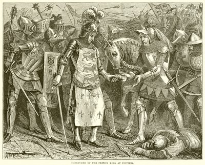 Die Kapitulation des französischen Königs in Poitiers von English School