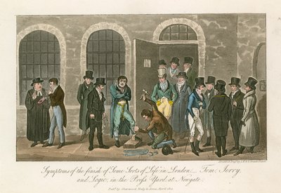 Symptome des Endes einiger Lebensarten in London - Tom, Jerry und Logic im Press Yard im Newgate-Gefängnis von English School