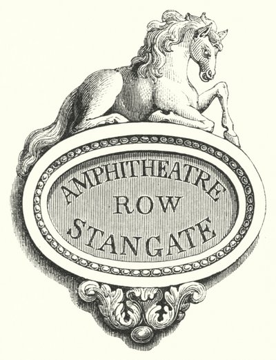 Schilder für Straßenecken, Amphitheatre Row, Stangate (Gravur) von English School