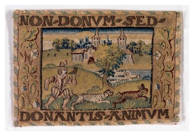 Wandteppichpanel, das eine Jagdszene darstellt, möglicherweise hergestellt in Sheldon, England, ca. 1600-25 von English School