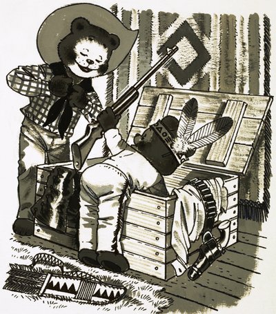 Teddybären spielen Cowboys und Indianer von English School