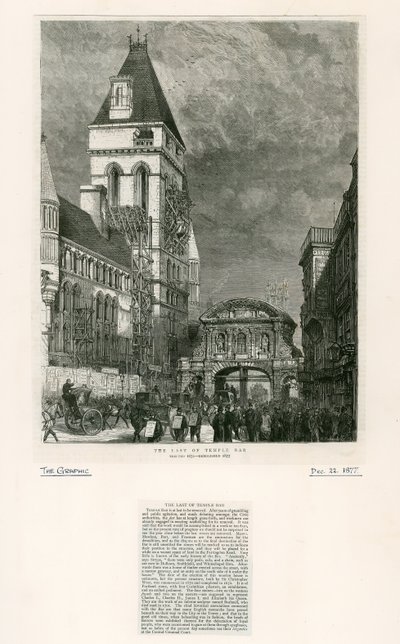 Temple Bar, London. Abriss, 1877 von English School
