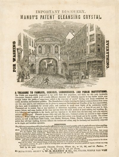 Temple Bar, London. Manbys Patent Cleansing Crystal Werbung von English School