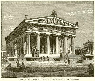 Tempel des Poseidon in Paestum, restauriert von English School
