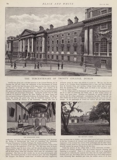 Dreihundertjahrfeier des Trinity College, Dublin, Irland von English School
