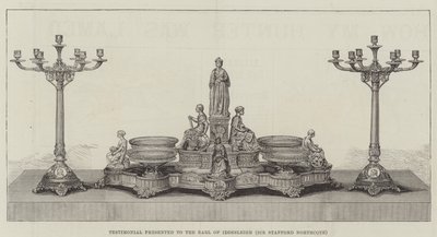 Testimonial präsentiert an den Earl of Iddesleigh (Sir Stafford Northcote) (Gravur) von English School