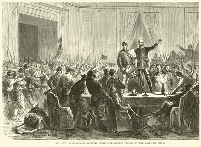 Das 106. Bataillon der Nationalgarde liefert Trochu im Hôtel de Ville ab, Oktober 1870 von English School