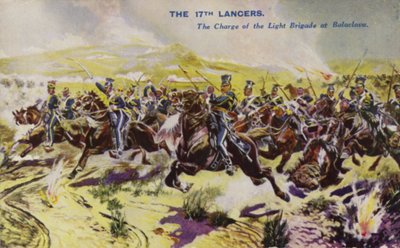 Die 17. Lanzenreiter beim Angriff der Leichten Brigade, Schlacht von Balaklawa, Krimkrieg, 1854 von English School