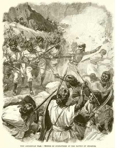 Der Abessinienkrieg: Angriff der Punjabis in der Schlacht von Aroqhee von English School