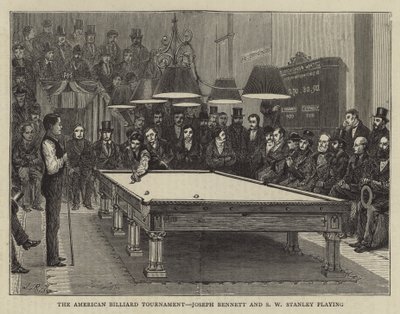 Das amerikanische Billardturnier, Joseph Bennett und S W Stanley beim Spielen von English School