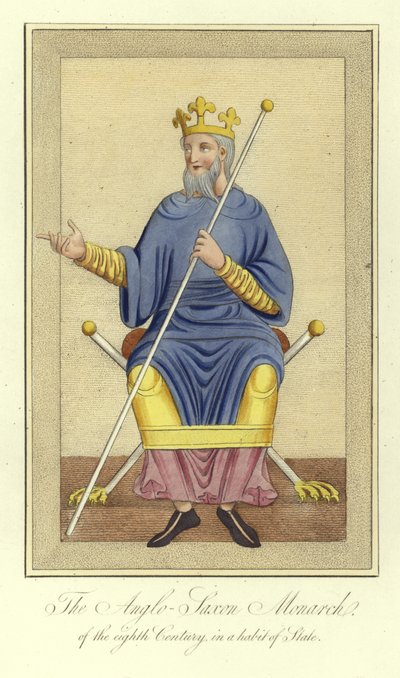 Der angelsächsische Monarch des 8. Jahrhunderts in einem Staatsgewand von English School