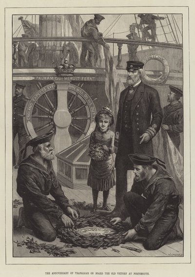 Der Jahrestag von Trafalgar an Bord der alten Victory in Portsmouth von English School