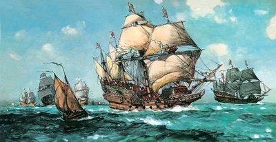 Die Ark Royal segelt, um die Armada zu treffen von English School