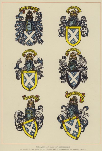 Die Waffen von Haig von Bemersyde, wie sie vom Oberhaupt dieses Hauses getragen werden, und wie sie für verschiedene Kadetten unterschieden werden von English School