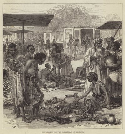 Der Ashanti-Krieg, der Marktplatz in Kumasi von English School