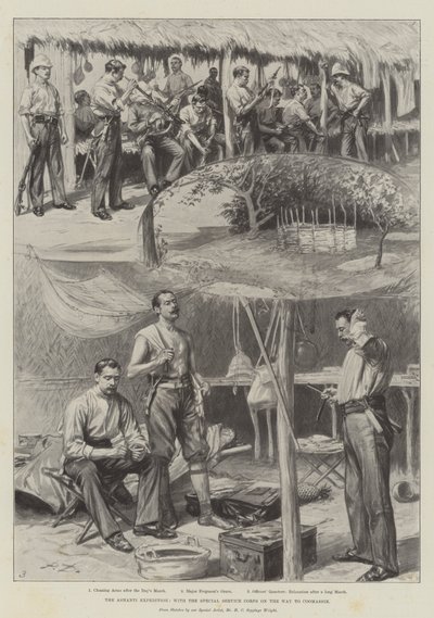 Die Ashanti-Expedition, mit dem Sonderdienstkorps auf dem Weg nach Coomassie (Lithografie) von English School