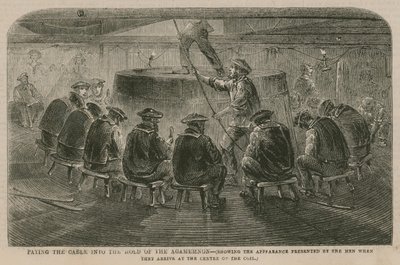 Das Atlantikkabel; Verlegung des Kabels in den Laderaum der Agamemnon von English School