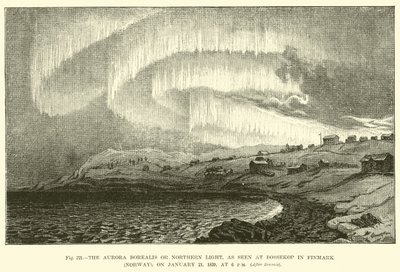 Das Nordlicht, wie es am 21. Januar 1839 um 18 Uhr in Bossekop in Finmark (Norwegen) zu sehen war von English School