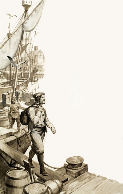 Der Schwarze Tod, von einem französischen Seemann in einen britischen Hafen gebracht von English School