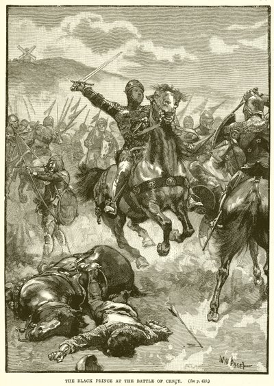 Der Schwarze Prinz in der Schlacht von Crecy von English School