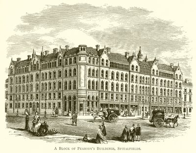 Der Block der Peabody-Gebäude, Spitalfields von English School